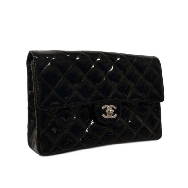 1240001052068 2 Chanel Matelasse Chain Patent Shoulder Bag Black