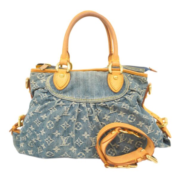 1240001052092 1 Louis Vuitton Neo Cabby MM Monogram Denim 2way Bag Blue