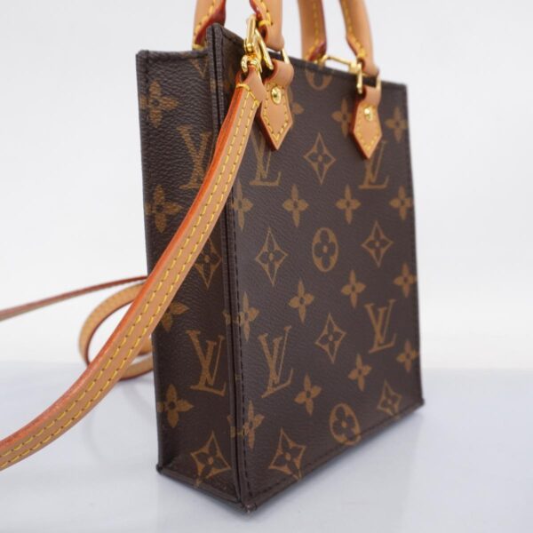 1240001052102 2 Louis Vuitton Petite Sac Plat Monogram 2way Bag Brown