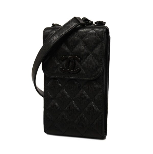 1240001052242 1 Chanel Matelasse Caviar Skin Phone Case Black