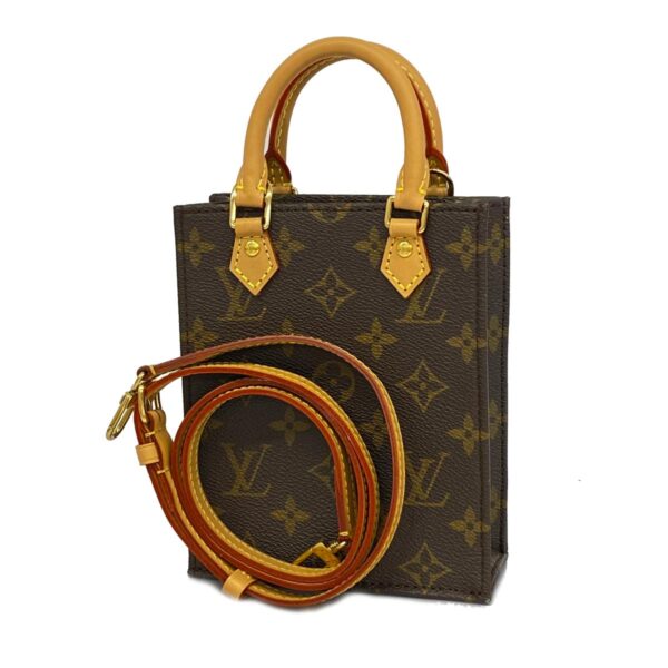 1240001052275 1 Louis Vuitton Petite Sac Plat Monogram 2way Bag Brown