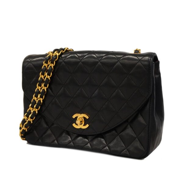 1240001052409 1 Chanel Matelasse Chain Lambskin Shoulder Bag Black