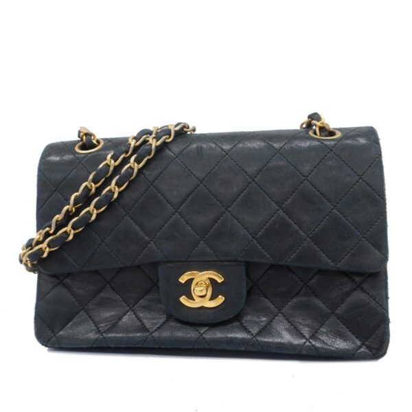 1240001052592 1 Chanel Matelasse W Flap W Chain Lambskin Shoulder Bag Black