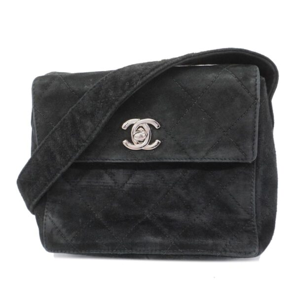 1240001052671 1 Chanel Matelasse Suede Shoulder Bag Black