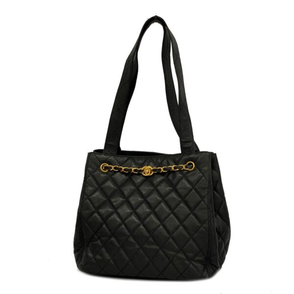 1240001052770 1 Chanel Matelasse Caviar Skin Tote Bag Black