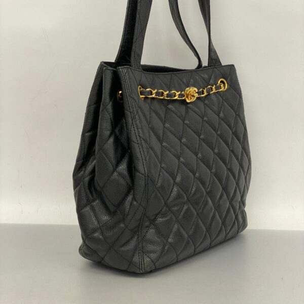 1240001052770 2 Chanel Matelasse Caviar Skin Tote Bag Black