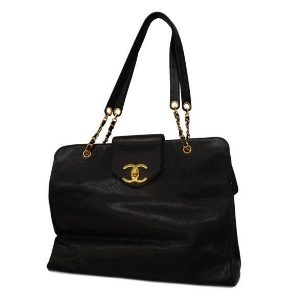 1240001052797 1 Chanel Caviar Skin Shoulder Bag Black