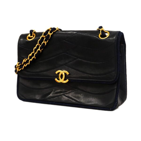 1240001052798 1 Chanel W Chain Lambskin Shoulder Bag Blue