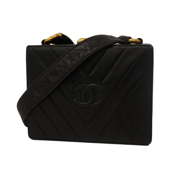 1240001052800 1 Chanel V Stitch Lambskin Shoulder Bag Black