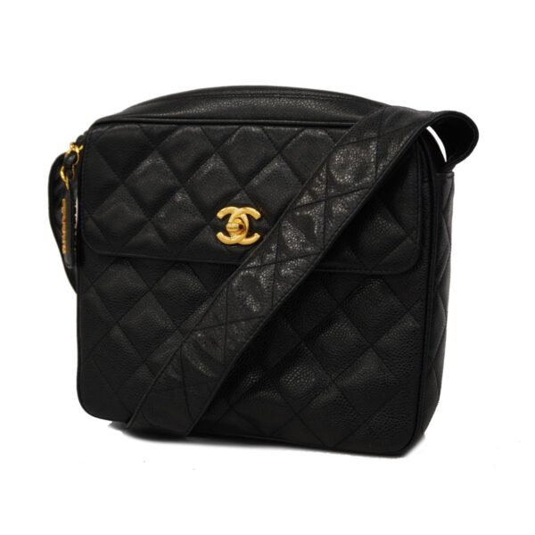 1240001052807 1 Chanel Matelasse Chain Caviar Skin Shoulder Bag Black