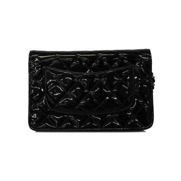 1240001052820 11 Chanel Matelasse Chain Patent Shoulder Wallet Black