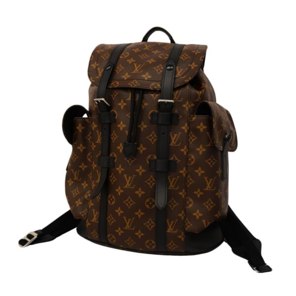 1240001052952 1 Louis Vuitton Christopher MM Monogram Macassar Rucksack Brown Black