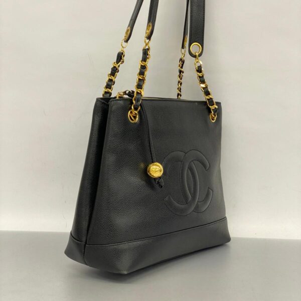 1240001053095 2 Chanel Chain Caviar Skin Shoulder Bag Black