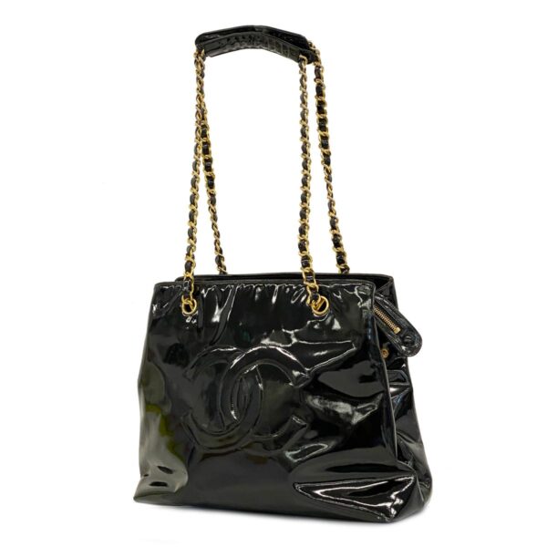 1240001053266 1 Chanel Chain Patent Shoulder Bag Black