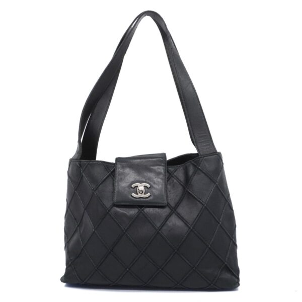 1240001053446 1 Chanel Bicolore Lambskin Shoulder Bag Black