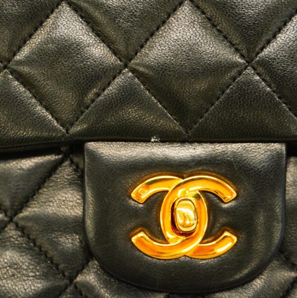 1240001053505 10 Chanel Matelasse W Flap W Chain Lambskin Shoulder Bag Black