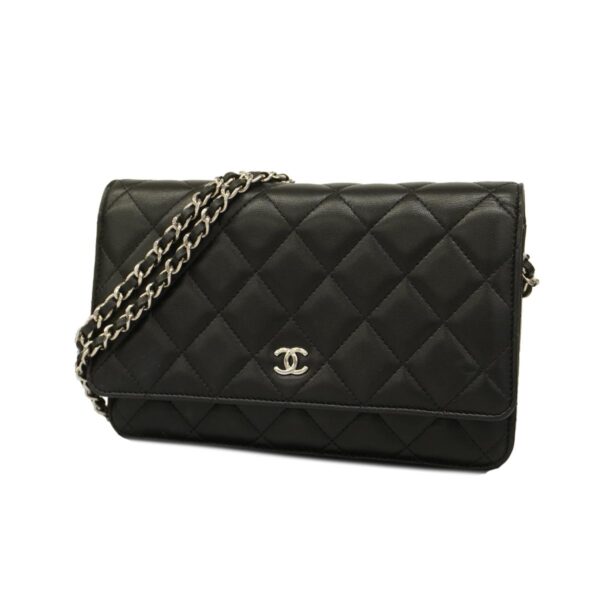 1240001053803 1 Chanel Matelasse Chain Lambskin Shoulder Wallet Black