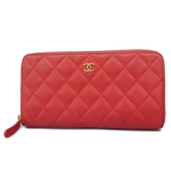 1240001054270 1 Chanel Matelasse Caviar Skin Long Wallet Red