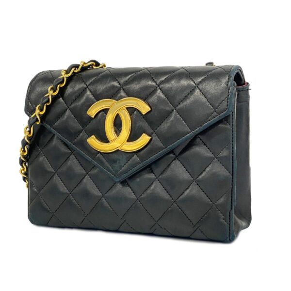 1240001054310 1 Chanel Matelasse Chain Lambskin Shoulder Bag Black