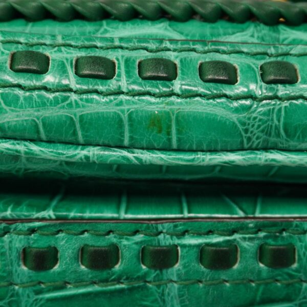 1240001054340 13 Gucci Bamboo Crocodile 2Way Bag Green