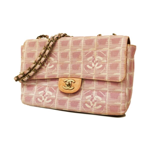 1240001054356 1 Chanel W Chain Nylon Shoulder Bag Pink