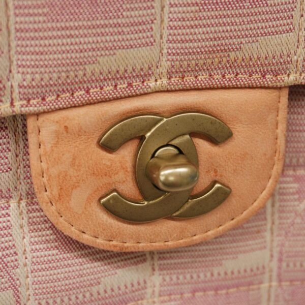 1240001054356 11 Chanel W Chain Nylon Shoulder Bag Pink