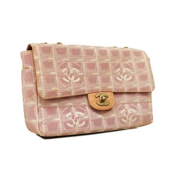 1240001054356 2 Chanel W Chain Nylon Shoulder Bag Pink