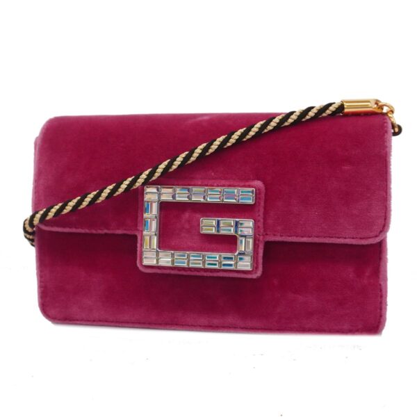 1240001054545 1 Gucci Velor Shoulder Bag Pink