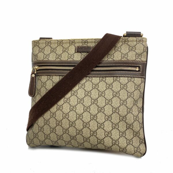 1240001055027 1 Gucci GG Supreme Shoulder Bag Brown Beige