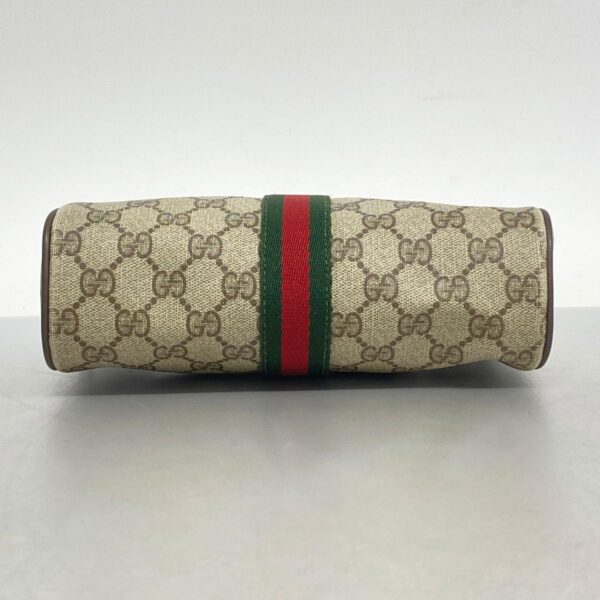 1240001055028 3 Gucci GG Supreme Sherry Line Clutch Bag Brown Beige