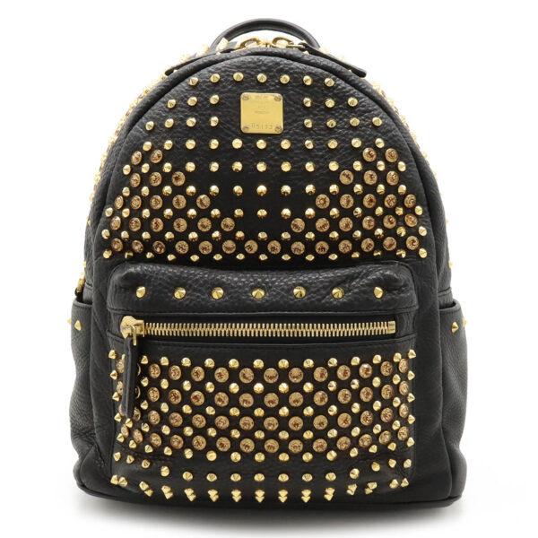 12460261 1 MCM Backpack Leather Studs Rhinestone Black