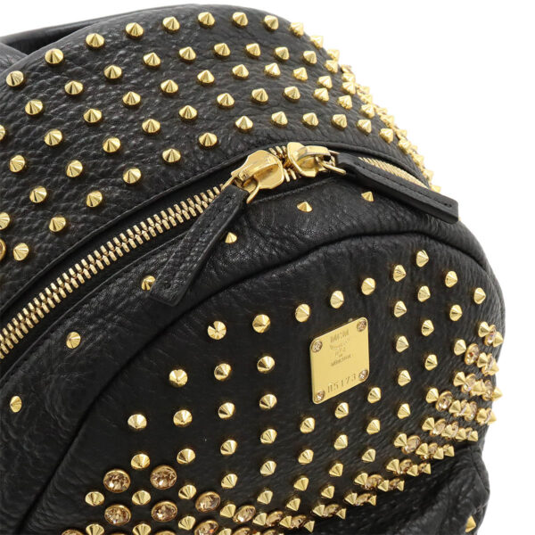 12460261 4 MCM Backpack Leather Studs Rhinestone Black