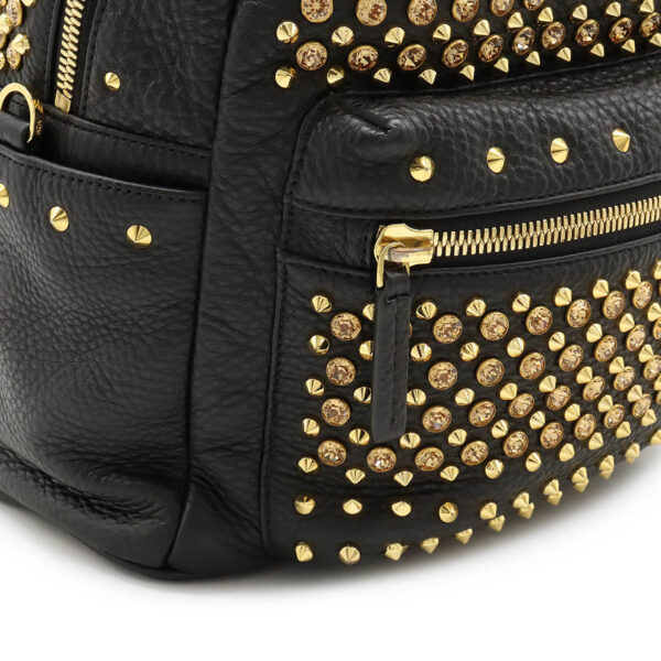 12460261 5 MCM Backpack Leather Studs Rhinestone Black