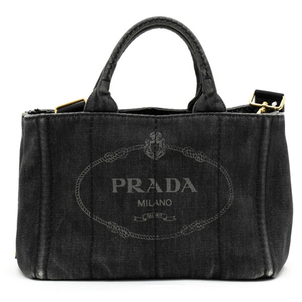 13531 2 Prada 2way Canapa Shoulder Tote Denim