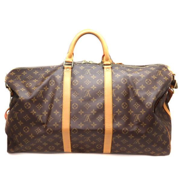 1530 2 Louis Vuitton Keepall Bandouliere 55 Monogram Canvas Bag Brown