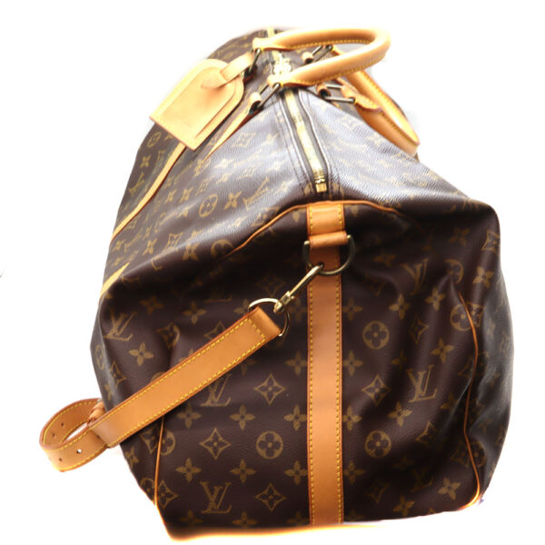 1530 3 Louis Vuitton Keepall Bandouliere 55 Monogram Canvas Bag Brown