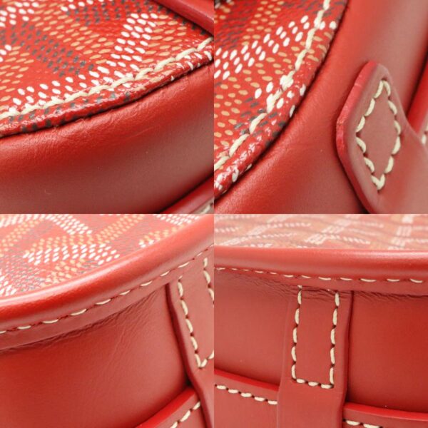 1644 12 Goyard Belvedere PM Shoulder Bag Leather Red