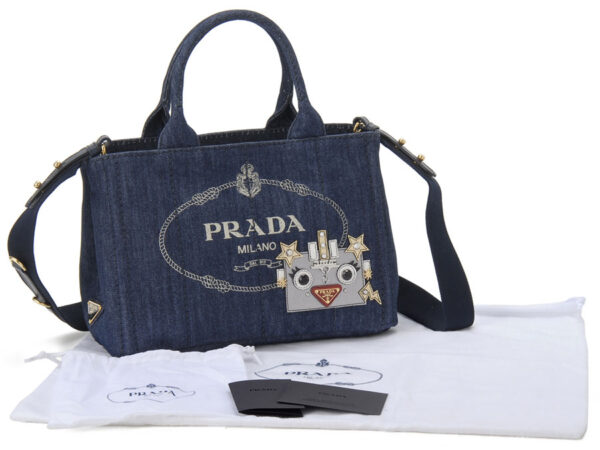 1bg4392elyf0008o2o 3 Prada Canapa 2WAY Shoulder Bag Denim