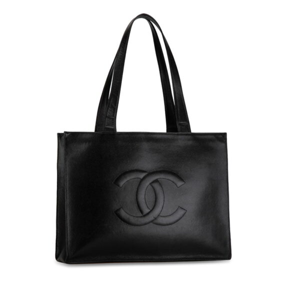 1y61qjmvy1s2saoo 2 Chanel Decacoco Mark Tote Bag Caviar Skin Black