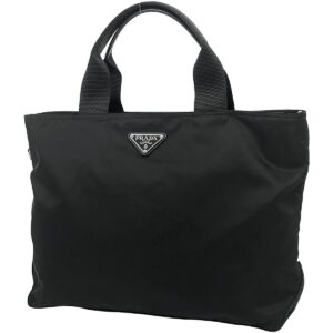 2000006631381 1 Prada Tote Bag Handbag Shoulder Bag Canvas Black Silver Hardware