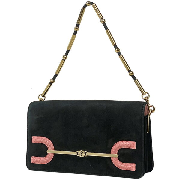 2000008612814 1 Loewe Chain Shoulder Bag Suede Black