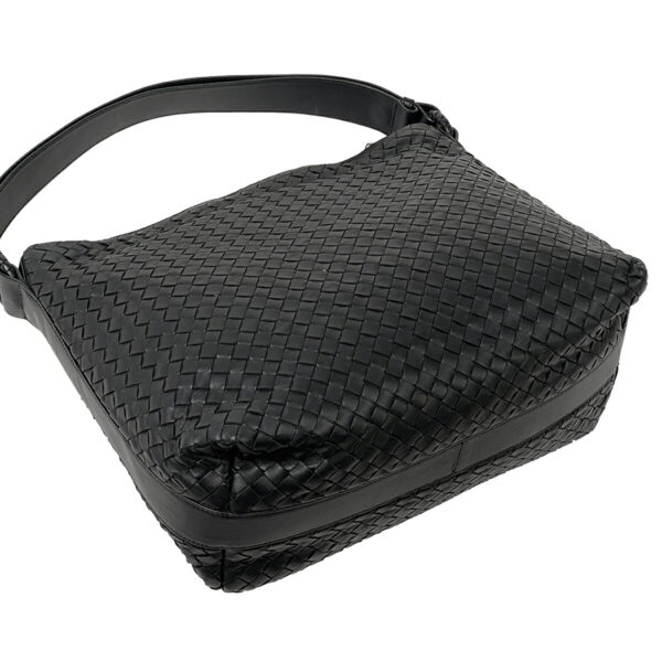 2000010712007 2 Bottega Veneta Intrecciato Braided Nappa Leather Shoulder Bag Black