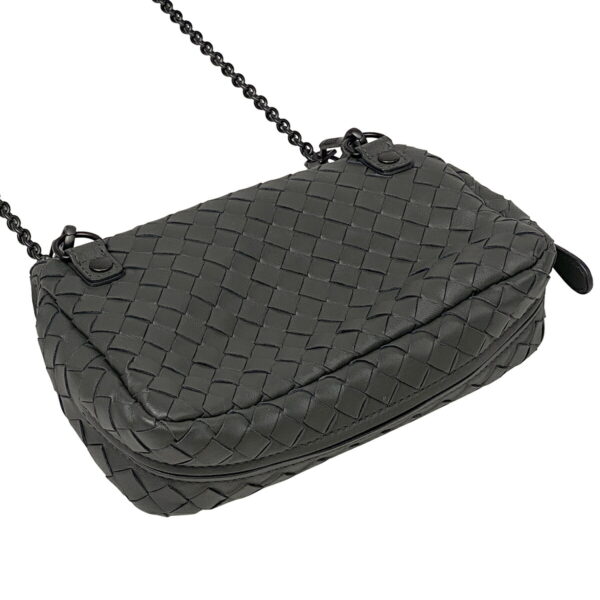 2000010988129 2 Bottega Veneta Intrecciato Chain Leather Crossbody Shoulder Bag Gray