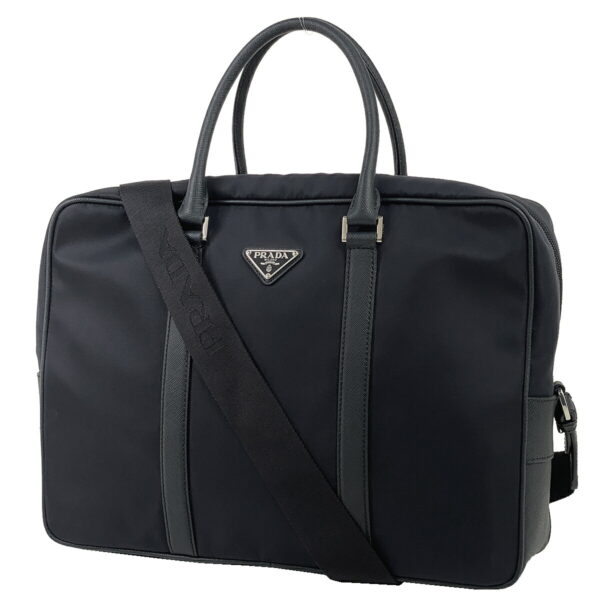 2000011881139 1 Prada Plate Business 2WAY Briefcase Nylon Navy