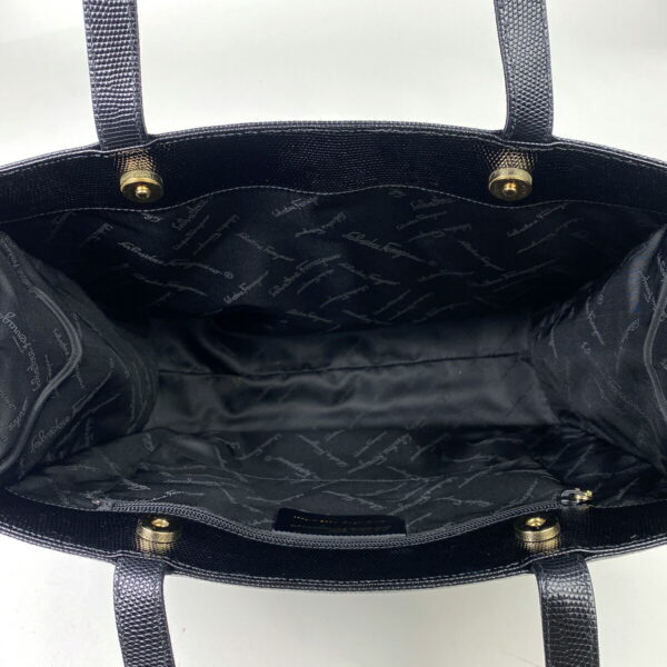 2000011891442 6 Salvatore Ferragamo Varato Leather Shoulder Tote Handbag Black