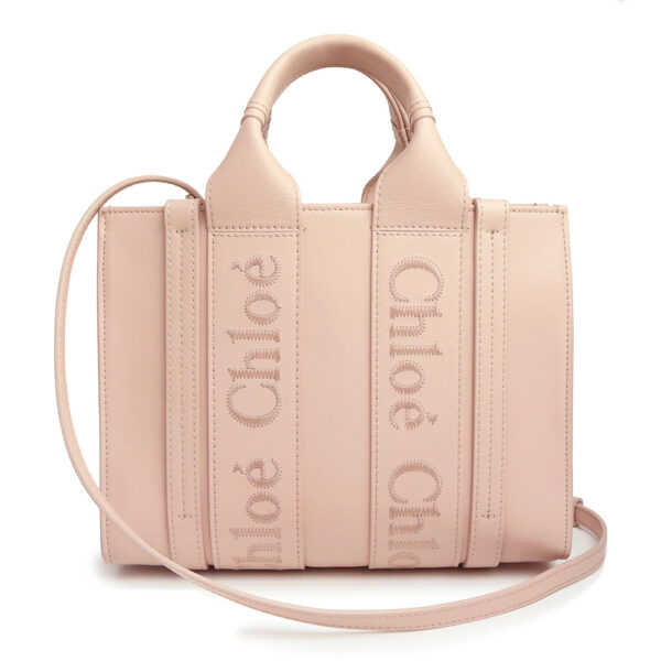 200013705019 Chloe Woody Small 2Way Shoulder Bag Calfskin Leather Cement Pink