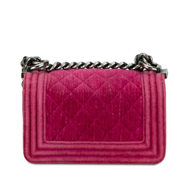 201 57871 3 Chanel Boy Chanel Cocomark Matelasse Chain Crossbody Shoulder Bag Velor Pink