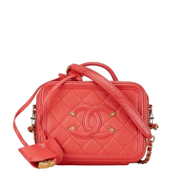 201 57882 1 Chanel Cocomark Figley Chain Shoulder Bag Red