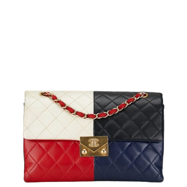 201 57887 1 Chanel Cocomark Chain Shoulder Bag Lambskin Black Red Multicolor