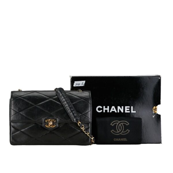 201 62392 9 Chanel Matelasse Diamond Stitch Coco Mark Chain Shoulder Bag Lambskin Black